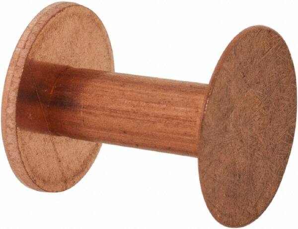 Made in USA - #8 Wire Body Diam, Flat Copper Belt Rivet with Washer - 5/8" Length Under Head, 1/2" Head Diam - Exact Tooling
