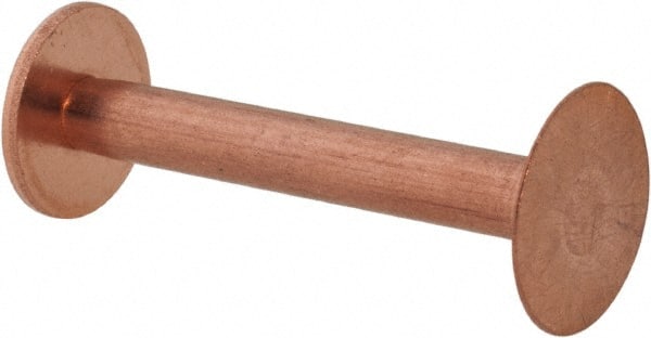 Made in USA - #9 Wire Body Diam, Flat Copper Belt Rivet with Washer - 1-1/4" Length Under Head, 15/32" Head Diam - Exact Tooling