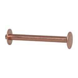 Made in USA - #12 Wire Body Diam, Flat Copper Belt Rivet with Washer - 1-1/2" Length Under Head, 3/8" Head Diam - Exact Tooling