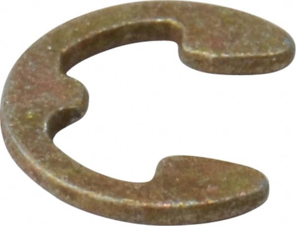 Rotor Clip - 0.102" Groove Diam, 9/64" Shaft Diam, Zinc Yellow Dichromate Steel, E Style External Retaining Rings - 0.02" Groove Width, 0.019" Groove Depth, 0.015" Ring Thickness, Grade 1060-1090 - Exact Tooling
