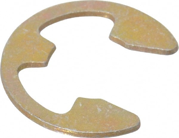 Rotor Clip - 1/4" Groove Diam, 5/16" Shaft Diam, Zinc Yellow Dichromate Steel, E Style External Retaining Rings - 0.029" Groove Width, 0.031" Groove Depth, 0.025" Ring Thickness, Grade 1060-1090 - Exact Tooling