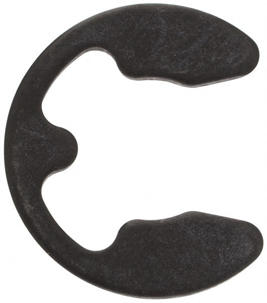 Rotor Clip - 10mm Groove Diam, 11 to 15mm Shaft Diam, Phosphate & Oil Steel, E Style External Retaining Rings - 1.25mm Groove Width, 1.2mm Ring Thickness, Grade 1060-1090 - Exact Tooling