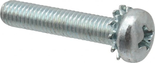 Value Collection - #10-32 UNF, 1" Length Under Head Phillips Drive Machine Screw - Pan Head, Grade J82 Steel, Zinc-Plated Finish, External Tooth - Exact Tooling