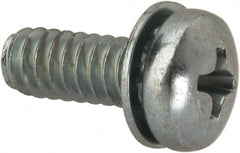 Value Collection - #10-24 UNC, 1/2" Length Under Head Phillips Drive Machine Screw - Pan Head, Grade J82 Steel, Zinc-Plated Finish, Internal Tooth - Exact Tooling