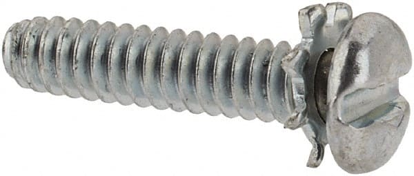 Value Collection - #4-40 UNC, 1/2" Length Under Head Slotted Drive Machine Screw - Pan Head, Grade J82 Steel, Zinc-Plated Finish, External Tooth - Exact Tooling