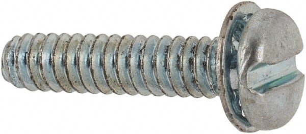 Value Collection - #6-32 UNC, 5/8" Length Under Head Slotted Drive Machine Screw - Pan Head, Grade J82 Steel, Zinc-Plated Finish, Internal Tooth - Exact Tooling