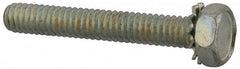 Value Collection - 1/4-20 UNC, 1-3/4" Length Under Head Hex Drive Machine Screw - Hex Head, Grade J82 Steel, Zinc-Plated Finish, External Tooth - Exact Tooling