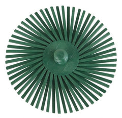 3M - 3" Diam, Type R Quick Change Radial Bristle Brush - 50 Grit, Coarse Grade, 25,000 Max RPM, Green - Exact Tooling