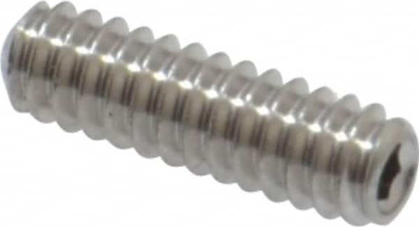 Value Collection - #4-40 UNC, 3/8" OAL, Cup Point Set Screw - Grade 18-8 Stainless Steel, 0.05" Key - Exact Tooling
