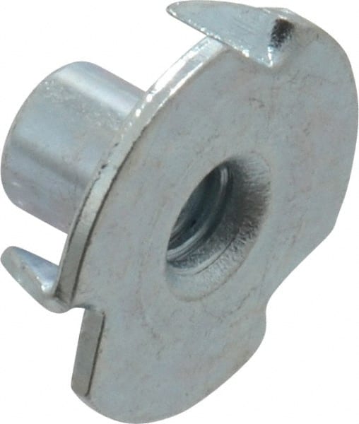 Value Collection - #8-32 Zinc-Plated Steel Standard Tee Nut - 1/4" Barrel Length, 5/8" Flange Diam, 3 Prongs - Exact Tooling