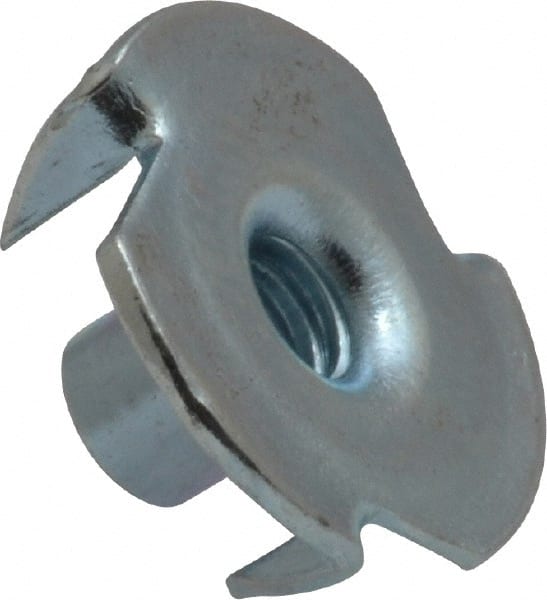 Value Collection - #10-24 Zinc-Plated Steel Standard Tee Nut - 5/16" Barrel Length, 3/4" Flange Diam, 3 Prongs - Exact Tooling