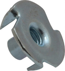 Value Collection - #10-24 Zinc-Plated Steel Standard Tee Nut - 5/16" Barrel Length, 3/4" Flange Diam, 3 Prongs - Exact Tooling