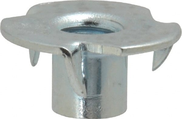 Value Collection - 5/16-18 Zinc-Plated Steel Standard Tee Nut - 3/8" Barrel Length, 7/8" Flange Diam, 3 Prongs - Exact Tooling