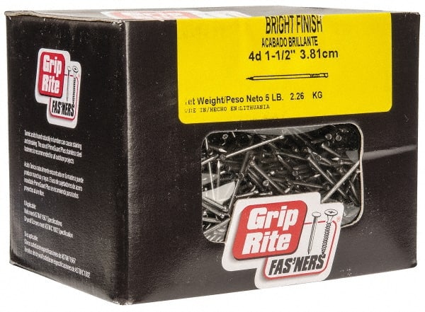 Value Collection - 4D, 15 Gauge, 1-1/2" OAL Finishing Nails - Smooth Shank, Grade 2 Steel, Bright Finish - Exact Tooling