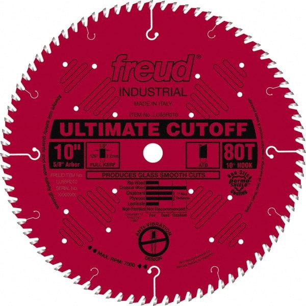 Freud - 10" Diam, 5/8" Arbor Hole Diam, 80 Tooth Wet & Dry Cut Saw Blade - Carbide-Tipped, Standard Round Arbor - Exact Tooling