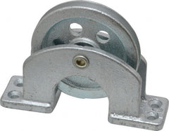Value Collection - Single Open Upright Mount Guidance Pulley - Sheave, 2-1/2 Inch Outside Diameter, Wire Rope, 3/16 Inch Diameter, 0.144 Inch to 0.155 Inch Mounting Hole Diameter Iron, Galvanized Finish - Exact Tooling