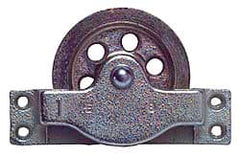 Value Collection - Single Open Side Mount Guidance Pulley - Sheave, 4-1/2 Inch Outside Diameter, Wire Rope, 3/8 Inch Diameter, 0.235 Inch to 0.246 Inch Mounting Hole Diameter Iron, Galvanized Finish - Exact Tooling