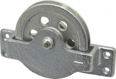 Value Collection - Single Open Side Mount Guidance Pulley - Sheave, 2-1/2 Inch Outside Diameter, Wire Rope, 3/16 Inch Diameter, 0.144 Inch to 0.155 Inch Mounting Hole Diameter Iron, Galvanized Finish - Exact Tooling