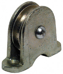 Value Collection - Single Closed Upright Mount Guidance Pulley - Sheave, 2 Inch Outside Diameter, Wire Rope, 1/4 Inch Diameter, 0.209 Inch to 0.22 Inch Mounting Hole Diameter Iron, Galvanized Finish - Exact Tooling