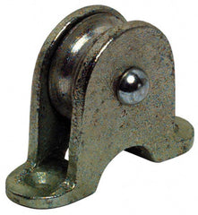 Value Collection - Single Shield Upright Mount Guidance Pulley - Sheave, 1-1/2 Inch Outside Diameter, Fibrous Rope, 3/8 Inch Diameter, 0.183 Inch to 0.194 Inch Mounting Hole Diameter Malleable Iron, Galvanized Finish - Exact Tooling