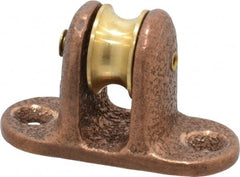 Value Collection - Single Upright Mount Guidance Pulley - Sheave, 11/16 Inch Outside Diameter, Fibrous Rope, 1/4 Inch Diameter, 0.144 Inch to 0.155 Inch Mounting Hole Diameter Bronze, Finish - Exact Tooling