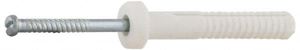Value Collection - 3/16" Diam, 3/16" Drill, 1-1/2" OAL, 2-3/8" Min Embedment Hammer Drive Concrete Anchor - Nylon, Zinc-Plated Finish, Round Head - Exact Tooling