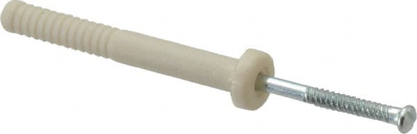 Value Collection - 1/4" Diam, 1/4" Drill, 2" OAL, Hammer Drive Concrete Anchor - Nylon, Zinc-Plated Finish, Round Head - Exact Tooling