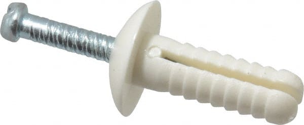 Value Collection - 1/4" Diam, 1/4" Drill, 3/4" OAL, 1-3/4" Min Embedment Hammer Drive Concrete Anchor - Nylon, Zinc-Plated Finish, Mushroom Head - Exact Tooling