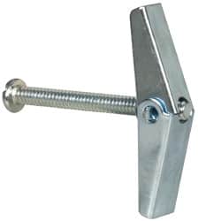 Value Collection - 3/16" Screw, 3/16" Diam, 2" Long, Toggle Bolt Drywall & Hollow Wall Anchor - 3/16" Drill, Zinc Plated, Steel, Use in Concrete, & Masonry, Hollow Tile, Plaster & Wallboard - Exact Tooling