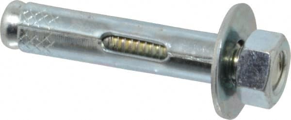 Value Collection - 3/8" Diam, 3/8" Drill, 1-7/8" OAL, Sleeve Concrete Anchor - Steel, Zinc-Plated Finish, Hex Nut Head, Hex Drive - Exact Tooling
