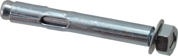 Value Collection - 3/8" Diam, 3/8" Drill, 3" OAL, Sleeve Concrete Anchor - Steel, Zinc-Plated Finish, Hex Nut Head, Hex Drive - Exact Tooling