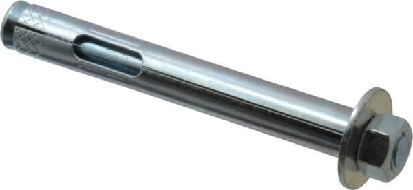Value Collection - 1/2" Diam, 1/2" Drill, 4" OAL, 2-1/2" Min Embedment Sleeve Concrete Anchor - Steel, Zinc-Plated Finish, Hex Nut Head - Exact Tooling