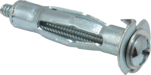 Value Collection - #6 to 32 Screw, 1/8" Diam, 1-1/4" Long, 3/8 to 1/2" Thick, Sleeve Drywall & Hollow Wall Anchor - 1/8" Drill, Zinc Plated, Steel, Use in Drywall - Exact Tooling