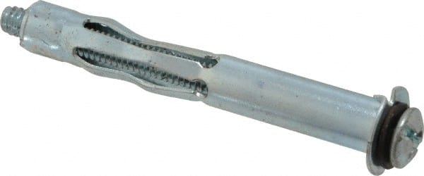 Value Collection - 1/4 - 20" Screw, 1/4" Diam, 3-1/8" Long, 1-1/4 to 1-3/4" Thick, Sleeve Drywall & Hollow Wall Anchor - 1/4" Drill, Zinc Plated, Steel, Use in Drywall - Exact Tooling