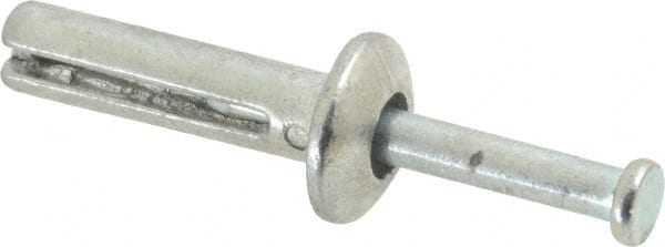 Value Collection - 1/4" Diam, 1/4" Drill, 1" OAL, 5-3/4" Min Embedment Hammer Drive Concrete Anchor - Zamac Alloy, Zinc-Plated Finish, Mushroom Head - Exact Tooling