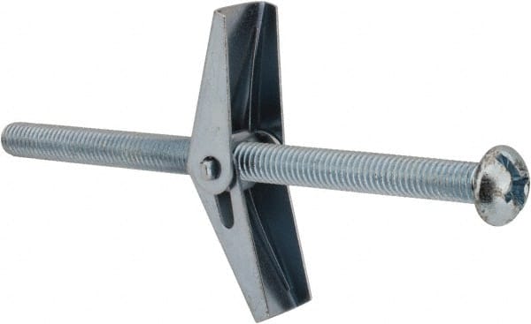 Value Collection - 3/8" Screw, 3/8" Diam, 6" Long, Toggle Bolt Drywall & Hollow Wall Anchor - 3/8" Drill, Zinc Plated, Steel, Use in Concrete, & Masonry, Hollow Tile, Plaster & Wallboard - Exact Tooling