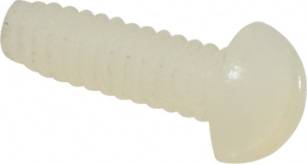 Made in USA - #4-40 UNC, 3/8" Length Under Head Slotted Drive Machine Screw - Round Head, Grade 6/6 Nylon, Uncoated, Without Washer - Exact Tooling