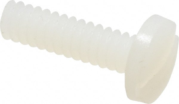 Made in USA - #6-32 UNC, 1/2" Length Under Head Slotted Drive Machine Screw - Binding Head, Grade 6/6 Nylon, Uncoated, Without Washer - Exact Tooling