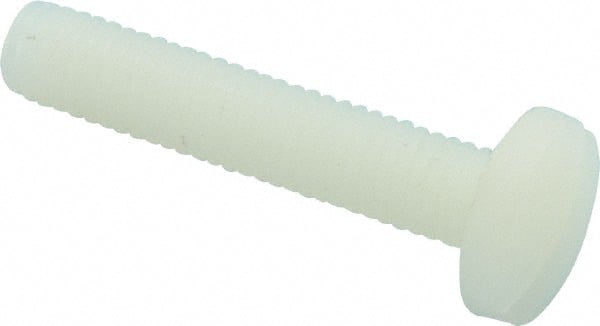 Made in USA - #10-32 UNF, 1" Length Under Head Slotted Drive Machine Screw - Binding Head, Grade 6/6 Nylon, Uncoated, Without Washer - Exact Tooling