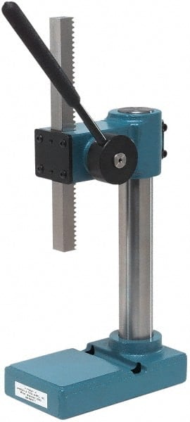 JT&M - 3/4" Ram, 2-3/4" Throat Depth, 1/2 Ton Manual Arbor Press - 8-5/16" Max Work Height x 6" Max Work Width, 13:1 Leverage Ratio, 4-1/16" Base Width x 7-1/16" Base Depth - Exact Tooling