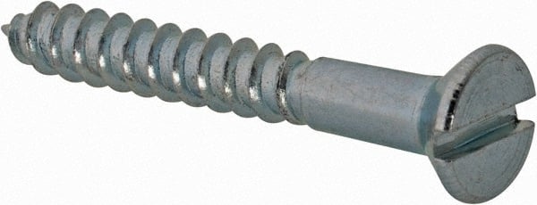 Value Collection - #5, 1" OAL, Slotted Drive, Flat Head Wood Screw - Zinc Plated Steel, Grade 2 - Exact Tooling