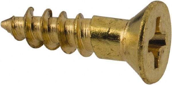 Value Collection - #5, 1/2" OAL, Phillips Drive, Flat Head Wood Screw - Brass - Exact Tooling
