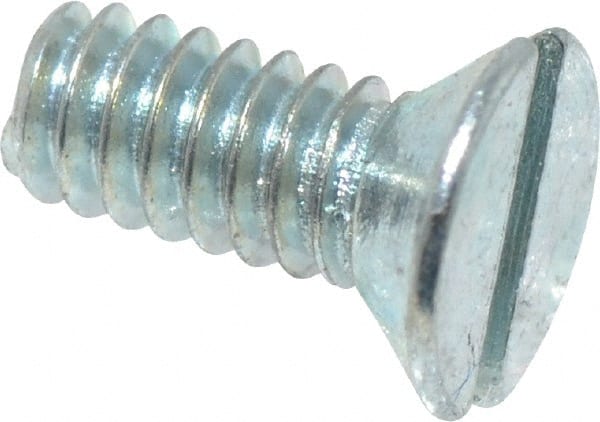 Value Collection - #3-48 UNC, 1/4" OAL Slotted Drive Machine Screw - Flat Head, Grade 2 Steel, Zinc-Plated Finish, Without Washer - Exact Tooling