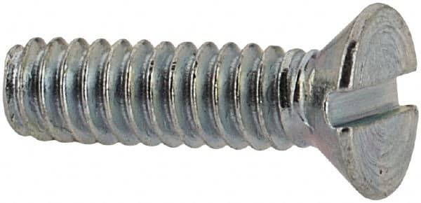 Value Collection - #3-48 UNC, 3/8" OAL Slotted Drive Machine Screw - Flat Head, Grade 2 Steel, Zinc-Plated Finish, Without Washer - Exact Tooling