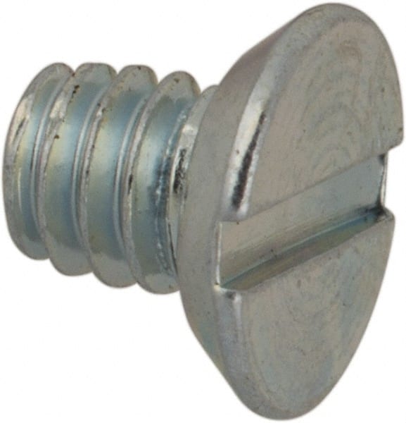 Value Collection - #5-40 UNC, 1/8" OAL Slotted Drive Machine Screw - Flat Undercut Head, Grade J82 Steel, Zinc-Plated Finish, Without Washer - Exact Tooling
