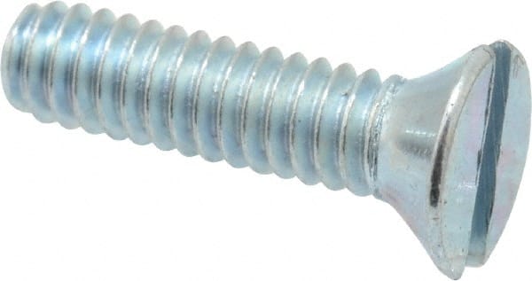 Value Collection - #5-40 UNC, 1/2" OAL Slotted Drive Machine Screw - Flat Head, Grade 2 Steel, Zinc-Plated Finish, Without Washer - Exact Tooling