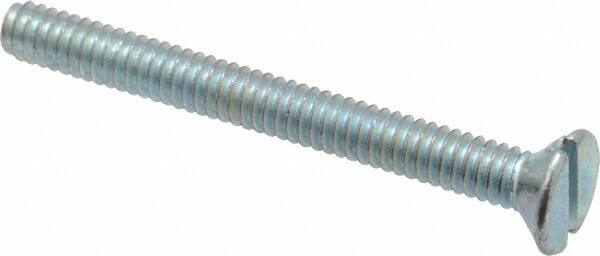 Value Collection - #5-40 UNC, 1-1/4" OAL Slotted Drive Machine Screw - Flat Head, Grade 2 Steel, Zinc-Plated Finish, Without Washer - Exact Tooling
