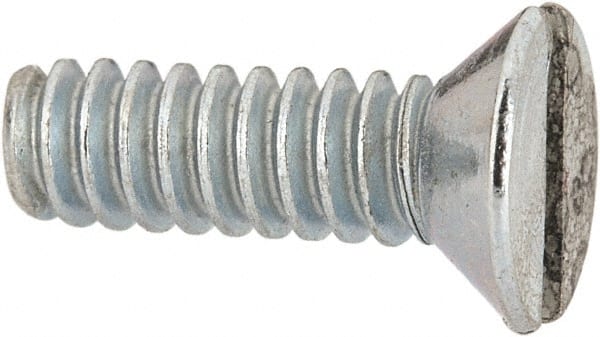 Value Collection - #6-32 UNC, 7/16" OAL Slotted Drive Machine Screw - Flat Head, Grade 2 Steel, Zinc-Plated Finish, Without Washer - Exact Tooling