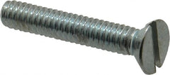 Value Collection - 1/4-20 UNC, 1-1/2" OAL Slotted Drive Machine Screw - Flat Head, Grade 2 Steel, Zinc-Plated Finish, Without Washer - Exact Tooling