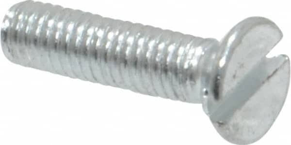 Value Collection - M3x0.50, 12mm OAL Slotted Drive Machine Screw - Flat Head, Grade 4.8 Steel, Zinc-Plated Finish, Without Washer - Exact Tooling
